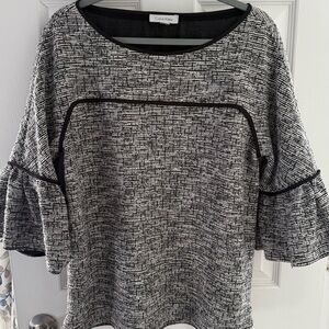 Calvin Klein Women's Black and White Textured Blouse